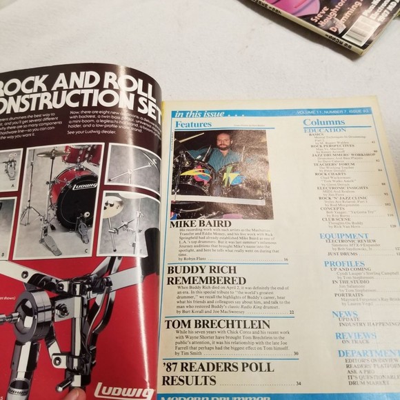 Aug. 1987 Modern Drummer Mag Buddy Rich, Mike Baird Spec tribute issue - Picture 6 of 9